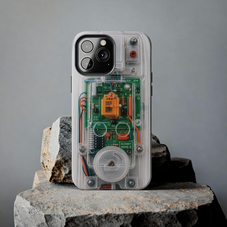 Clear Effect Y2K Circuit Board Tough Phone Case – Transparent Retro Tech iPhone Samsung Cover