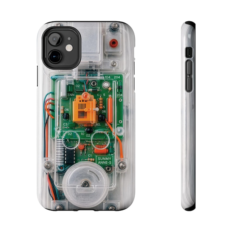 Clear Effect Y2K Circuit Board Tough Phone Case – Transparent Retro Tech iPhone Samsung Cover