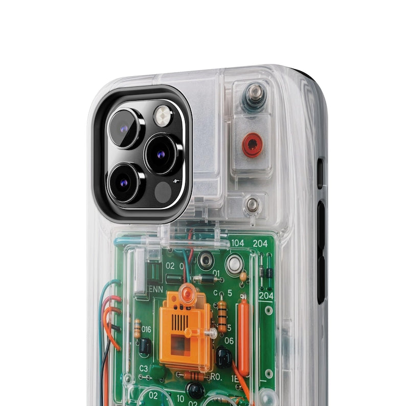 Clear Effect Y2K Circuit Board Tough Phone Case – Transparent Retro Tech iPhone Samsung Cover