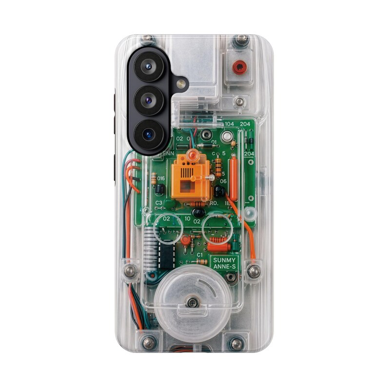 Clear Effect Y2K Circuit Board Tough Phone Case – Transparent Retro Tech iPhone Samsung Cover