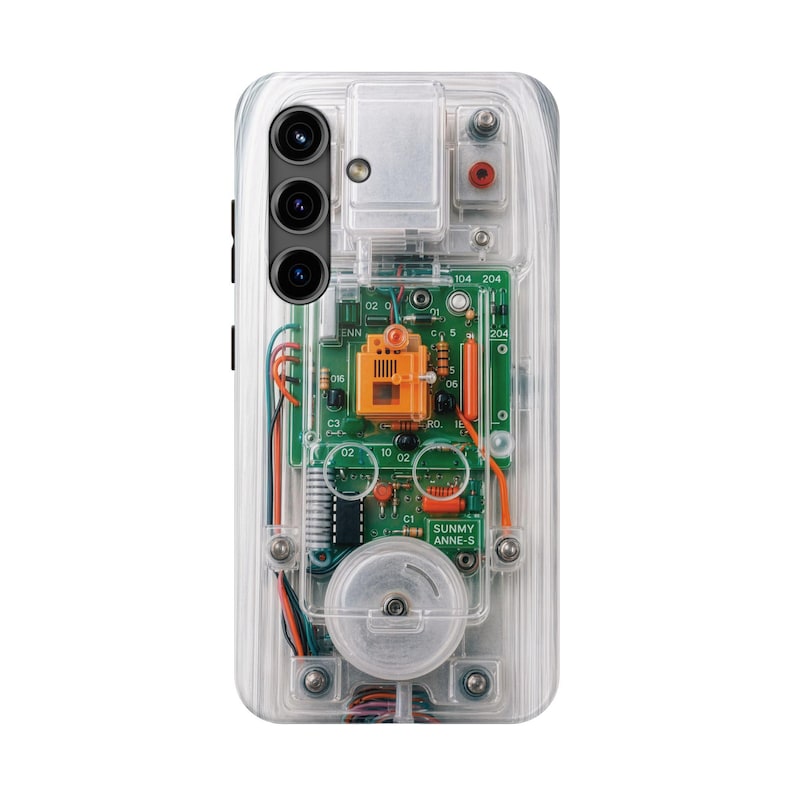 Clear Effect Y2K Circuit Board Tough Phone Case – Transparent Retro Tech iPhone Samsung Cover