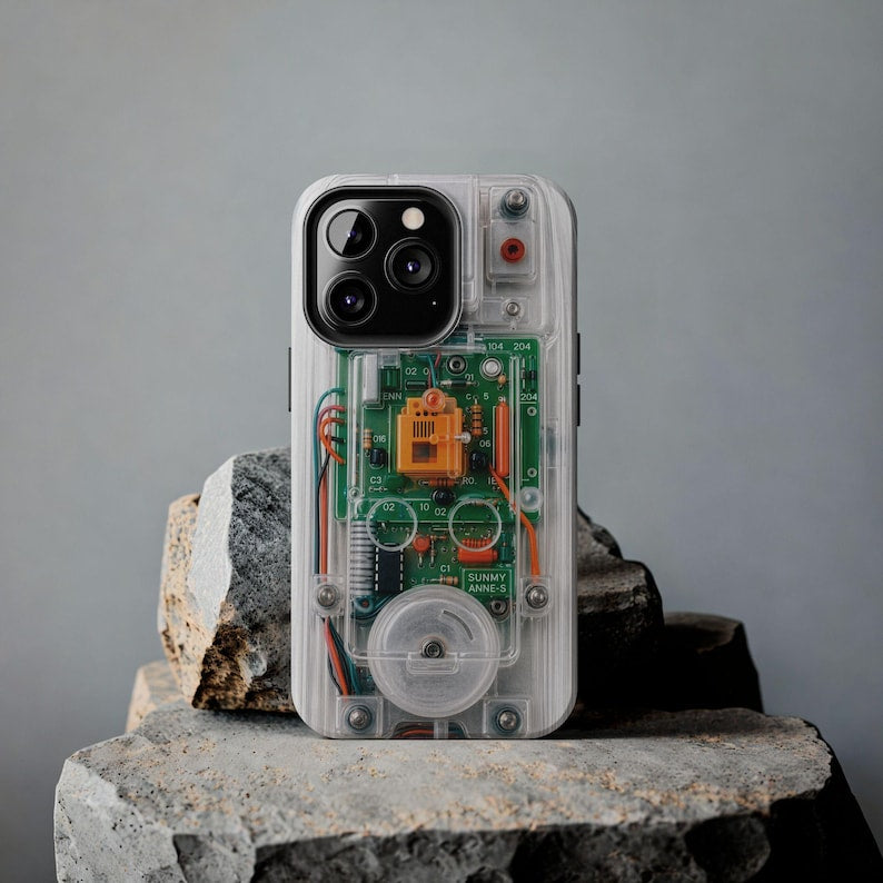 Clear Effect Y2K Circuit Board Tough Phone Case – Transparent Retro Tech iPhone Samsung Cover