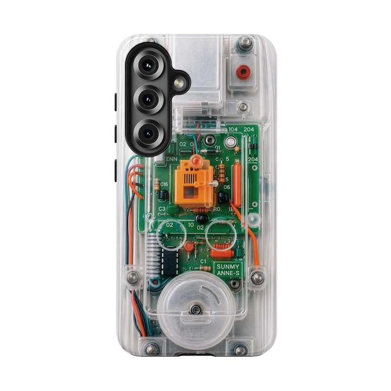 Clear Effect Y2K Circuit Board Tough Phone Case – Transparent Retro Tech iPhone Samsung Cover