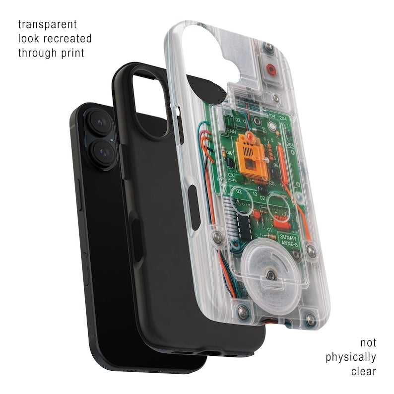 Clear Effect Y2K Circuit Board Tough Phone Case – Transparent Retro Tech iPhone Samsung Cover