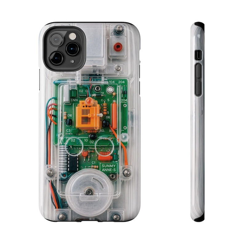 Clear Effect Y2K Circuit Board Tough Phone Case – Transparent Retro Tech iPhone Samsung Cover