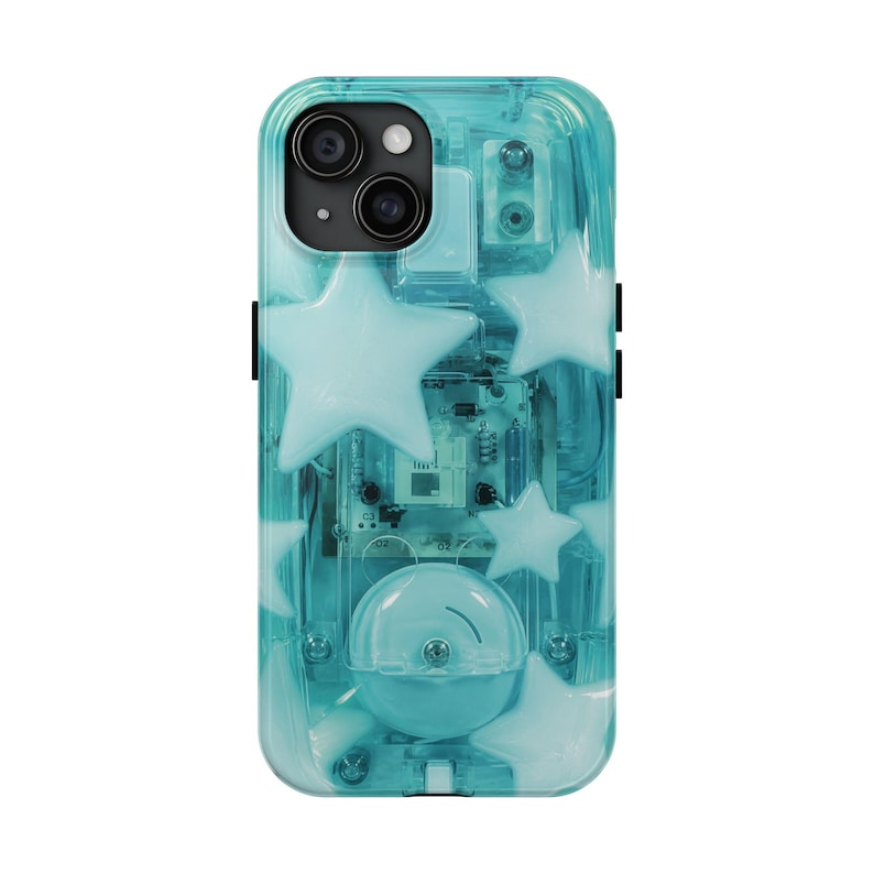 Glacier Turquoise Star Phone Case - Y2K Kawaii Frutiger Resin Print iPhone Samsung Cover