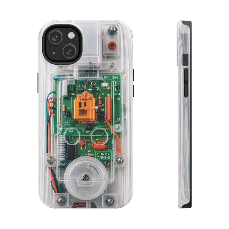 Clear Effect Y2K Circuit Board Tough Phone Case – Transparent Retro Tech iPhone Samsung Cover