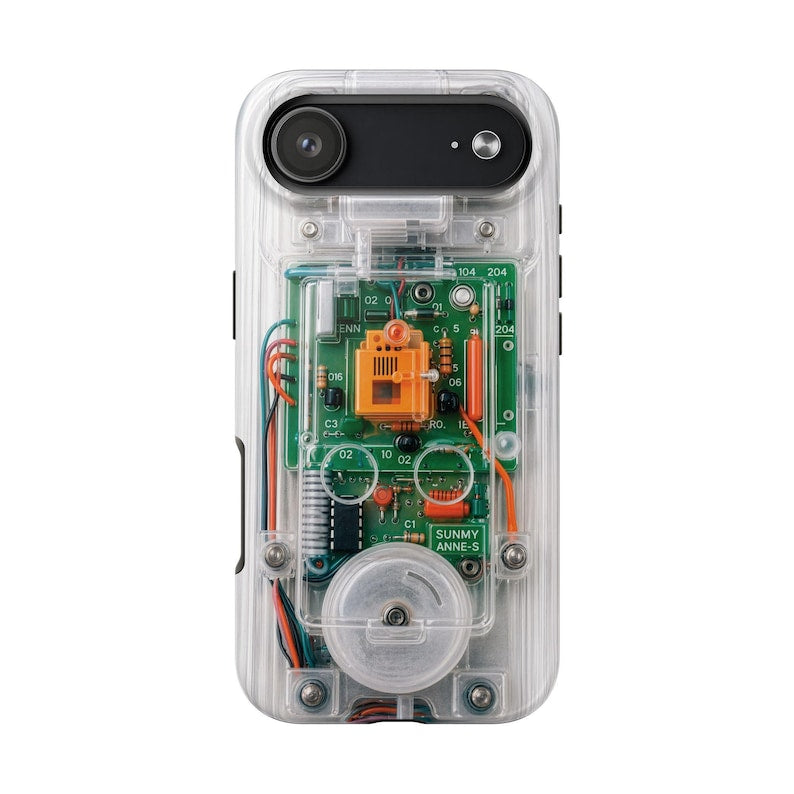 Clear Effect Y2K Circuit Board Tough Phone Case – Transparent Retro Tech iPhone Samsung Cover