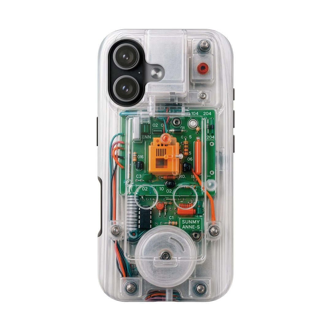 Clear Effect Y2K Circuit Board Tough Phone Case – Transparent Retro Tech iPhone Samsung Cover