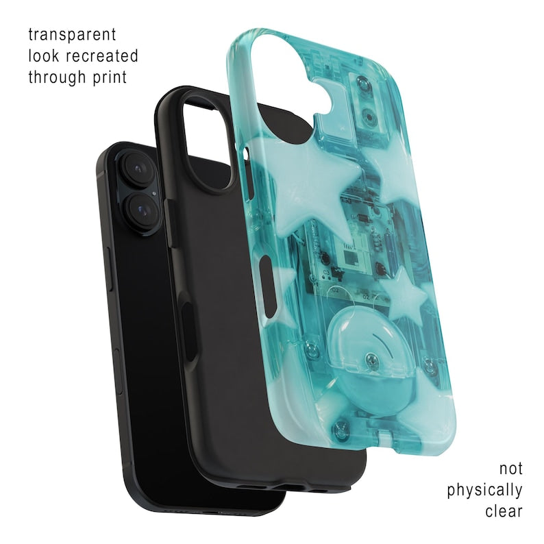 Glacier Turquoise Star Phone Case - Y2K Kawaii Frutiger Resin Print iPhone Samsung Cover